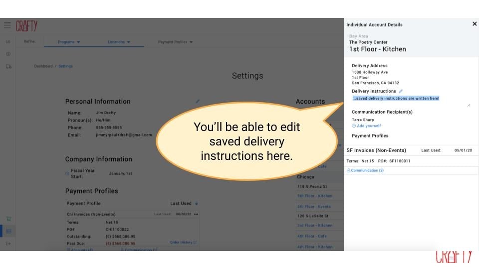 Adding or Updating Special Delivery Instructions